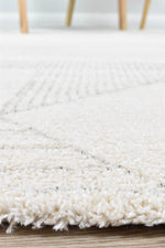 Nirvana Soft Cream Geometric Linear Plush Rug