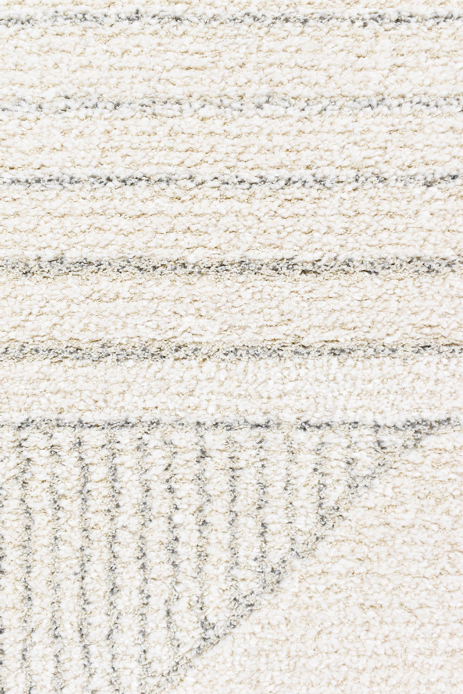 Nirvana Soft Cream Geometric Linear Plush Rug