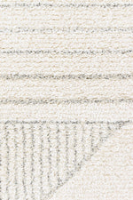 Nirvana Soft Cream Geometric Linear Plush Rug