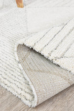 Nirvana Soft Cream Geometric Linear Plush Rug