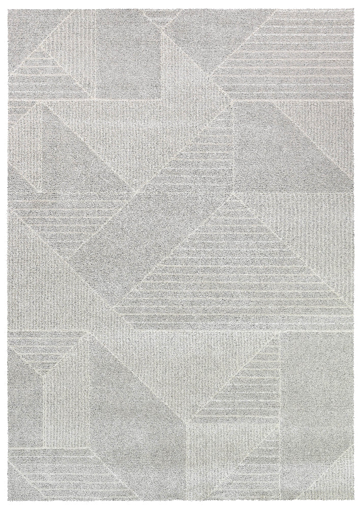 Nirvana Soft Grey Geometric Linear Plush Rug