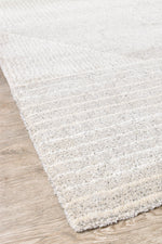 Nirvana Soft Grey Geometric Linear Plush Rug