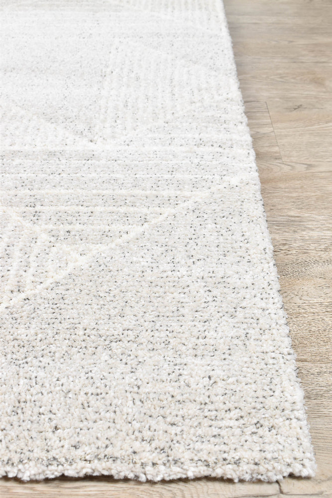 Nirvana Soft Grey Geometric Linear Plush Rug