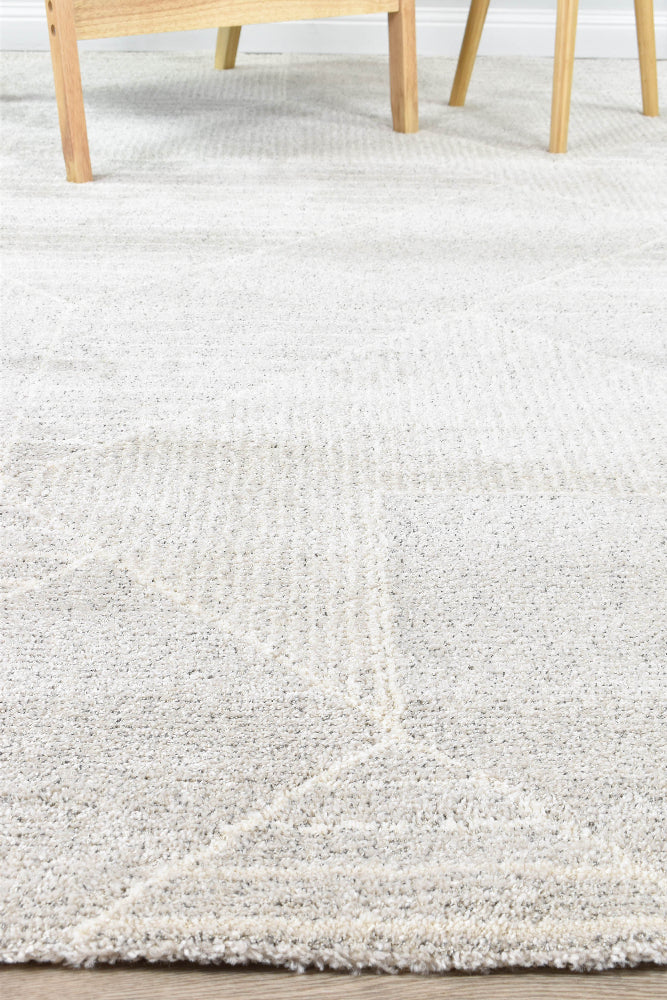 Nirvana Soft Grey Geometric Linear Plush Rug