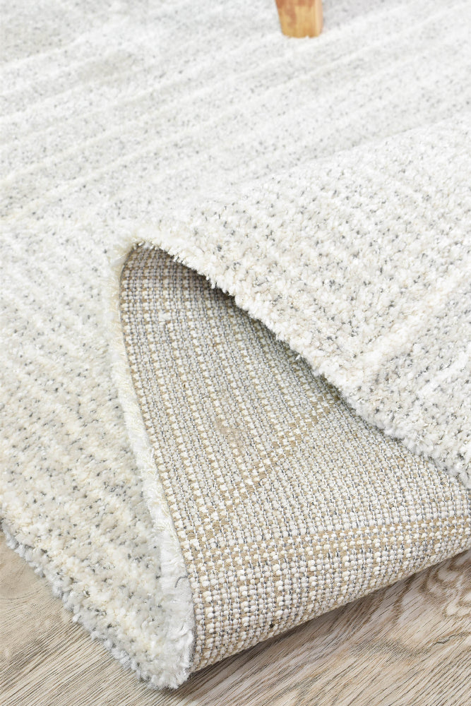 Nirvana Soft Grey Geometric Linear Plush Rug
