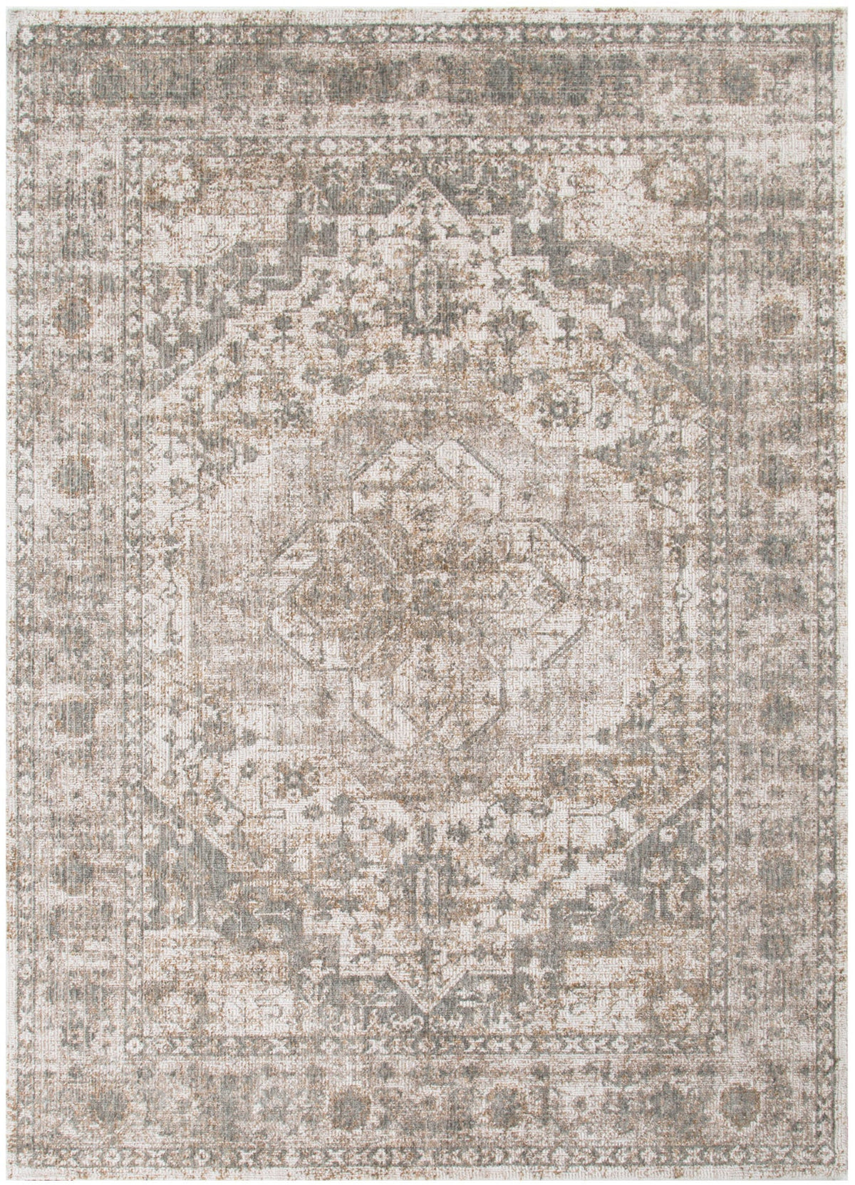 Muse Distressed Medallion Cream & Olive Transitional Rug