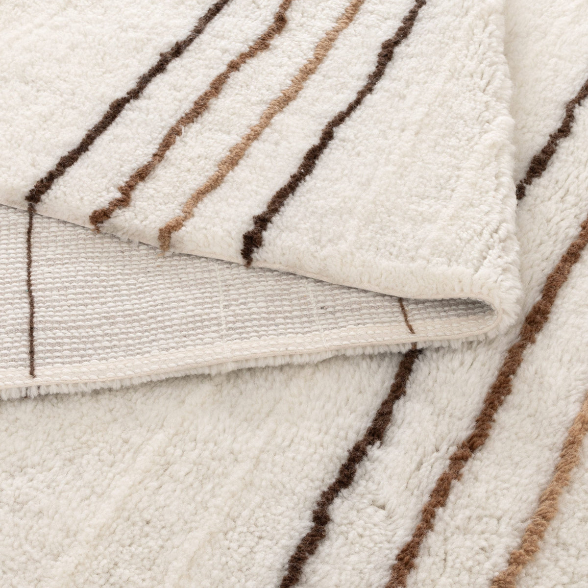 Sierra Beige Stripe Washable Wool Rug