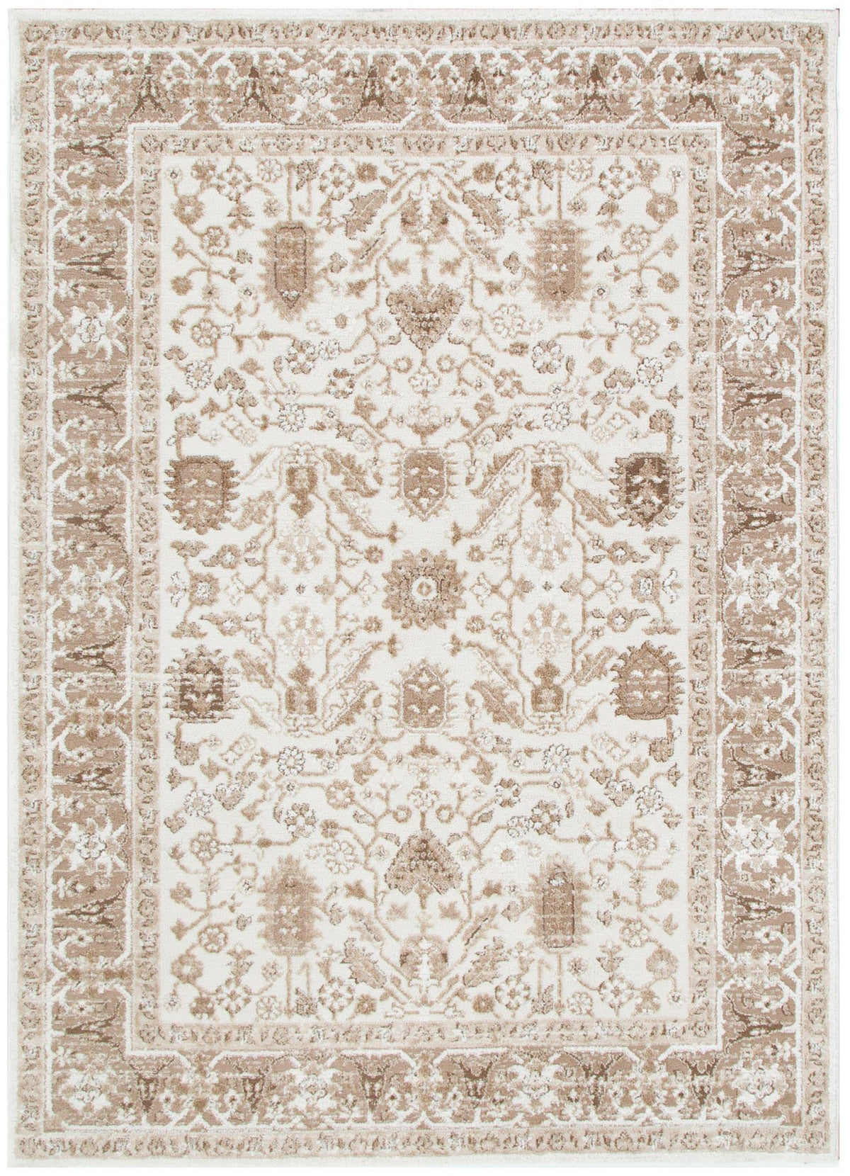 Nova Oriental Border Brown Rug