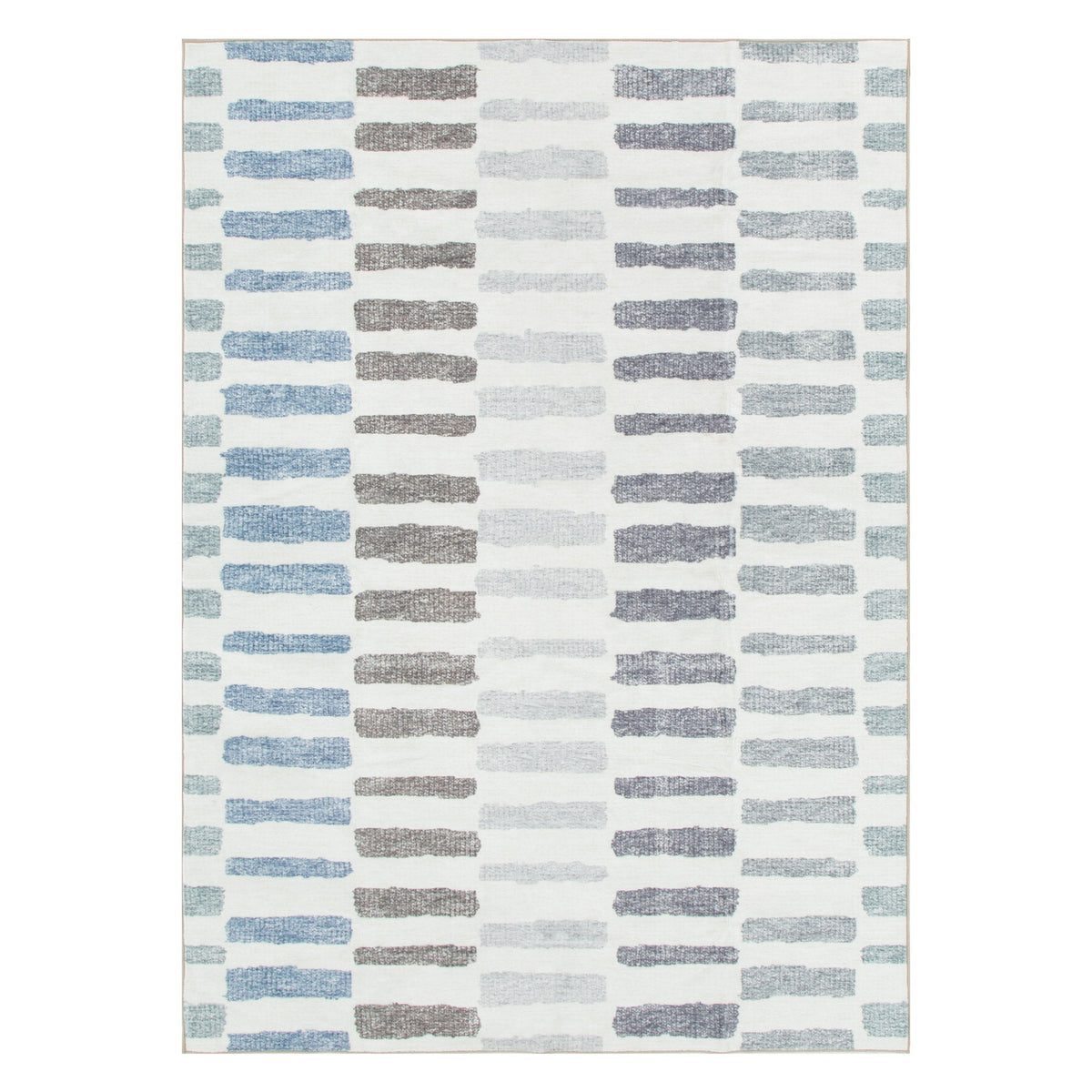 Sunday Modern Stripes Blue Machine Washable Rug