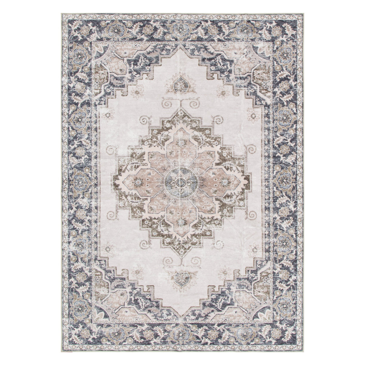 Sunday Transitional Beige Grey Machine Washable Rug