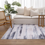 Sunday Abstract Blue Multi Machine Washable Rug