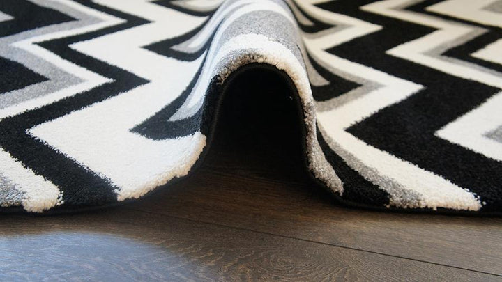 Bloom Chevron Black and White Rug - The Rugs