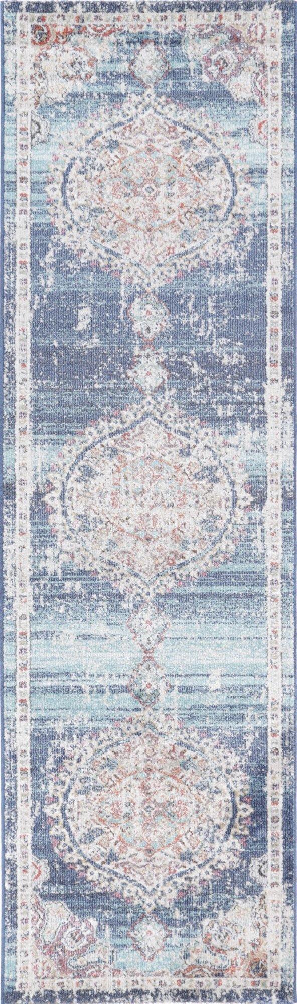 Clara Hollow Medalion Transitional Navy Multi Rug - The Rugs