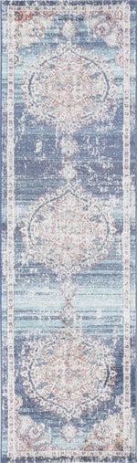 Clara Hollow Medalion Transitional Navy Multi Rug - The Rugs