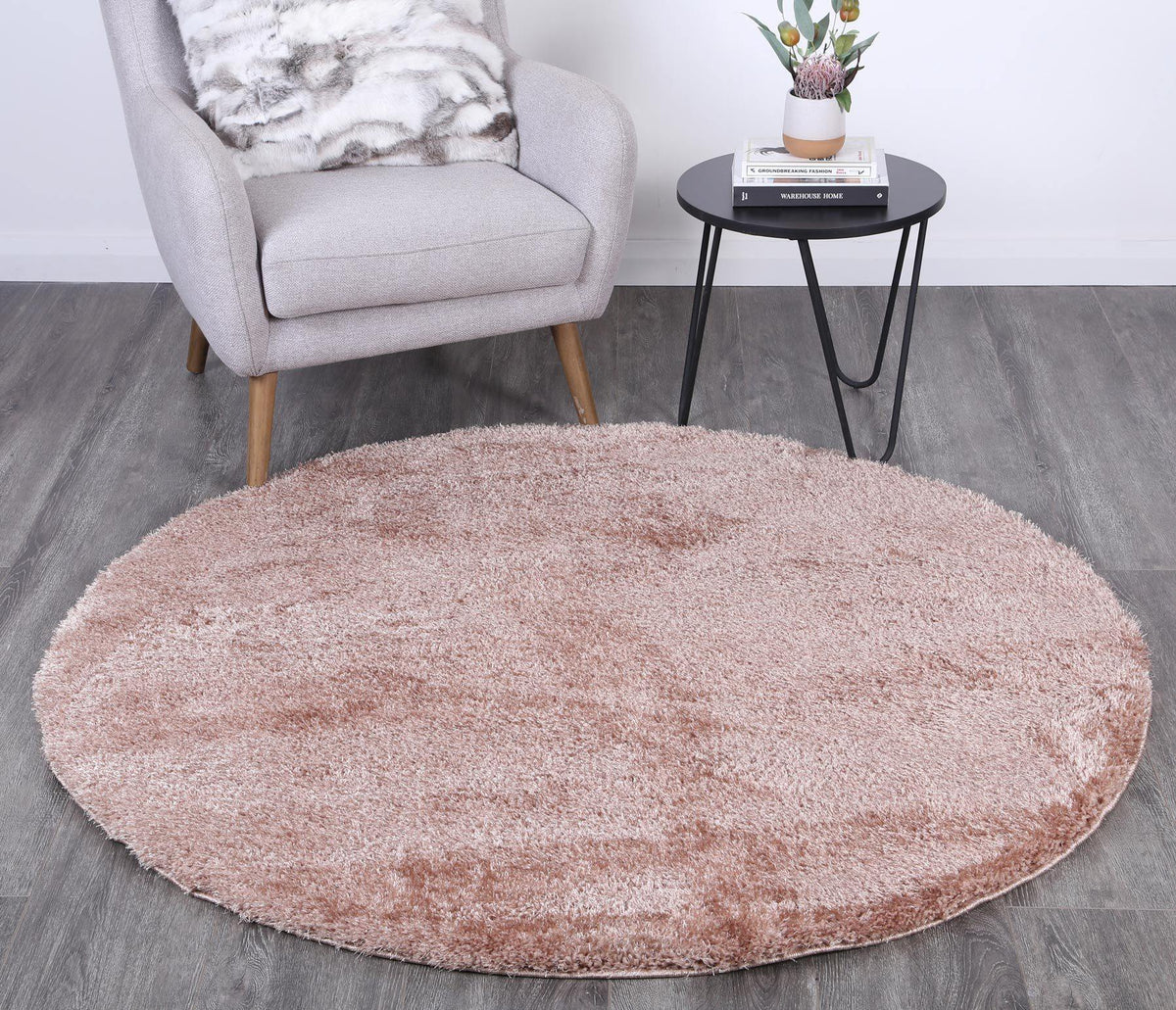 Oasis Soft Shag Round Rug Camel - The Rugs