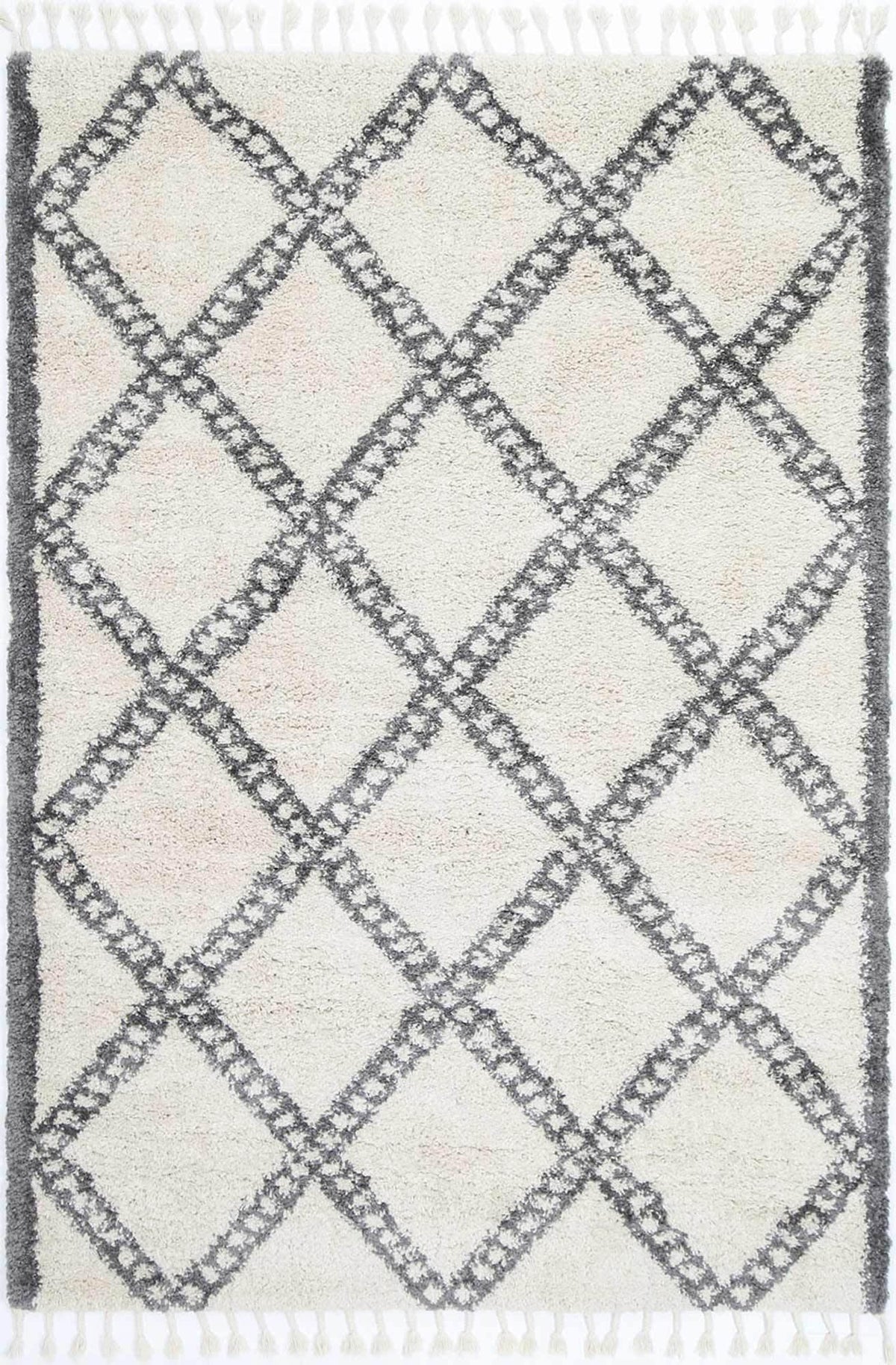 Marrakesh Leta Diamond Cream Grey Moroccan Rug - The Rugs
