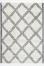 Marrakesh Leta Diamond Cream Grey Moroccan Rug - The Rugs