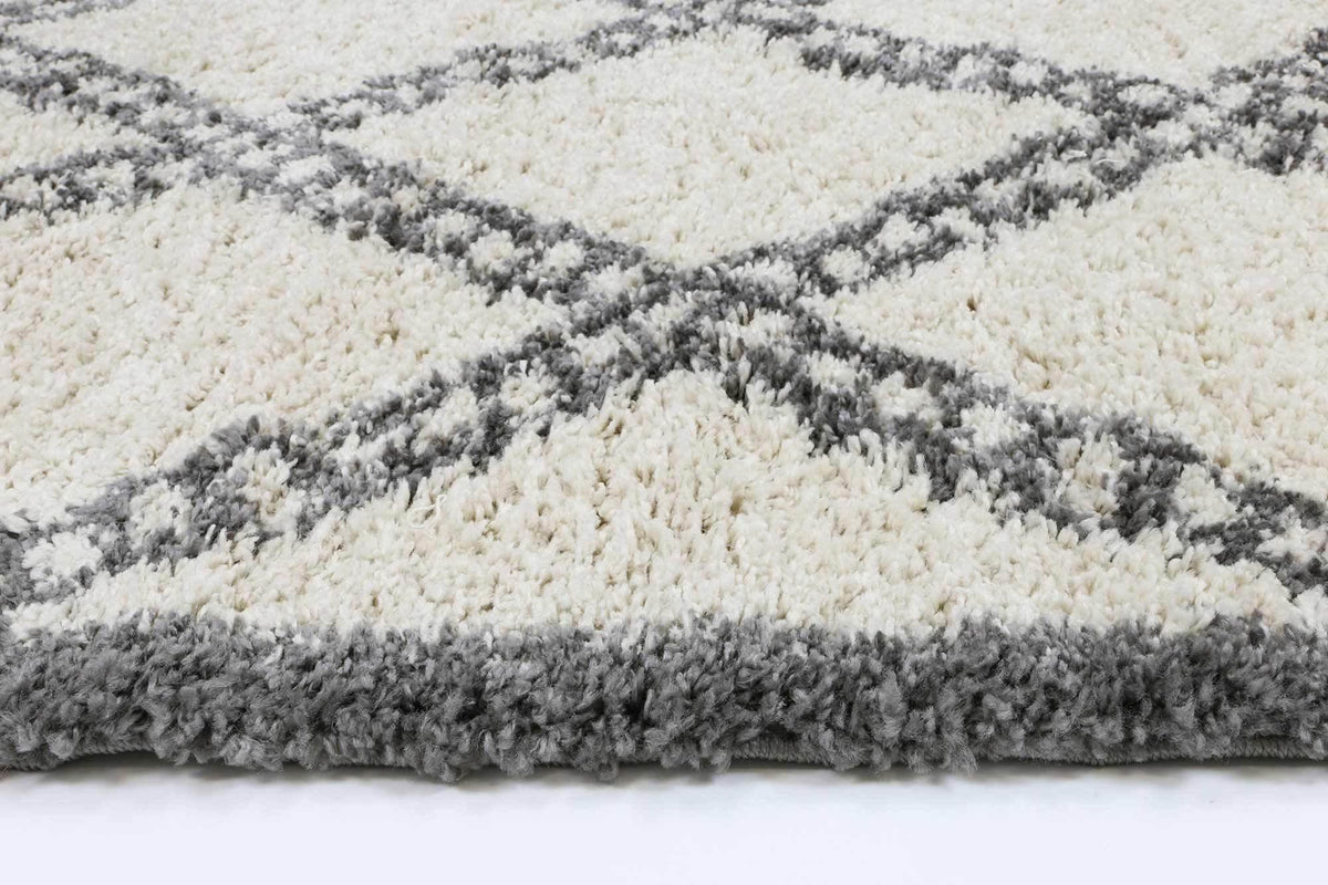 Marrakesh Leta Diamond Cream Grey Moroccan Rug - The Rugs