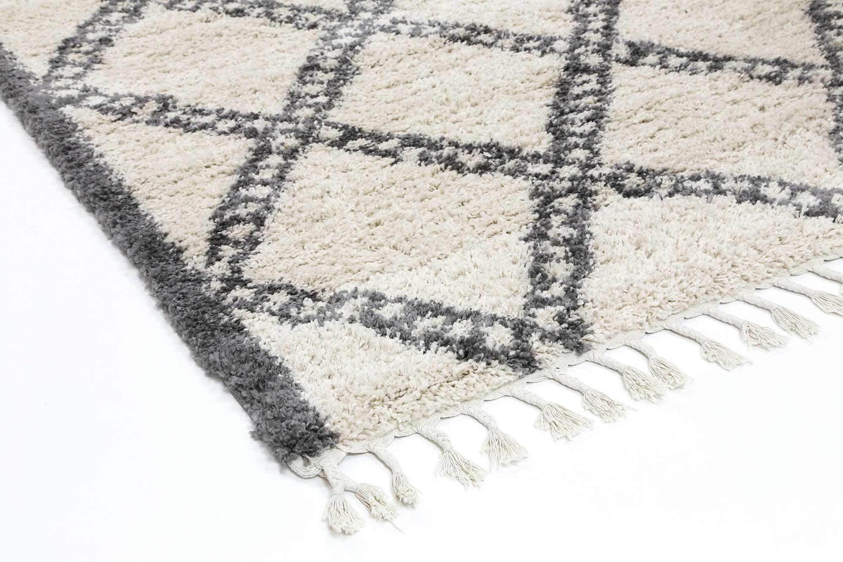 Marrakesh Leta Diamond Cream Grey Moroccan Rug - The Rugs