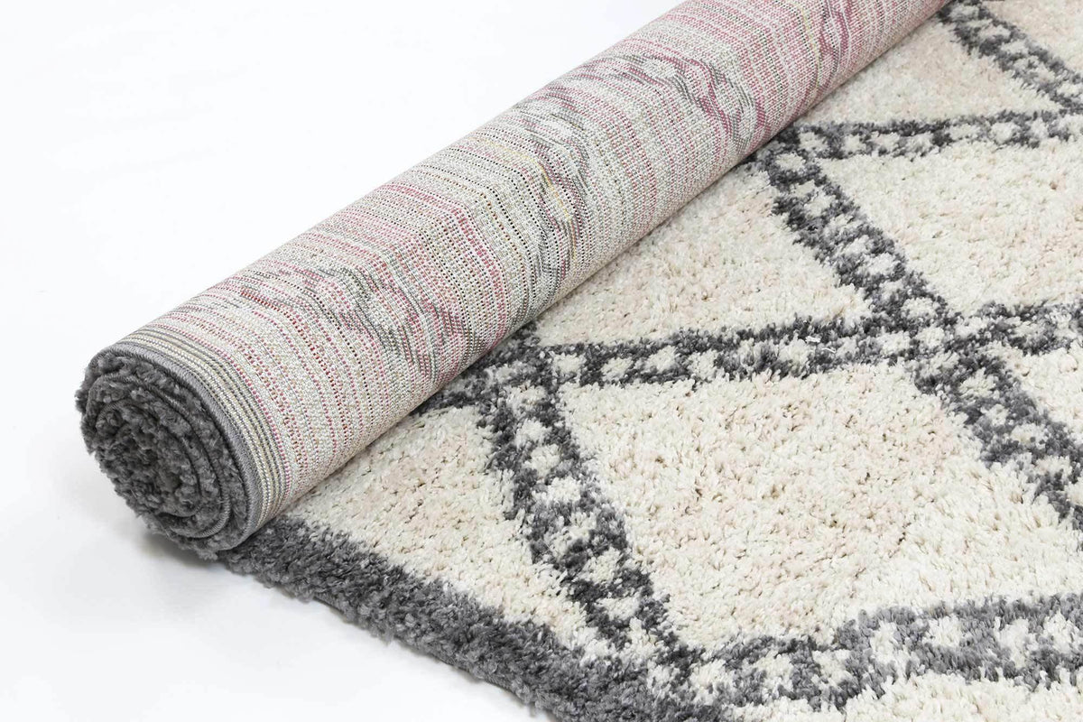 Marrakesh Leta Diamond Cream Grey Moroccan Rug - The Rugs
