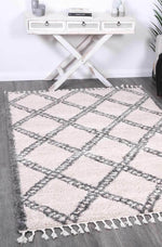 Marrakesh Leta Diamond Cream Grey Moroccan Rug - The Rugs