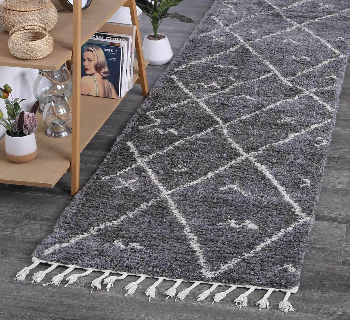 Marrakesh Mizzie Tribal Grey Cream Moroccan Rug - The Rugs