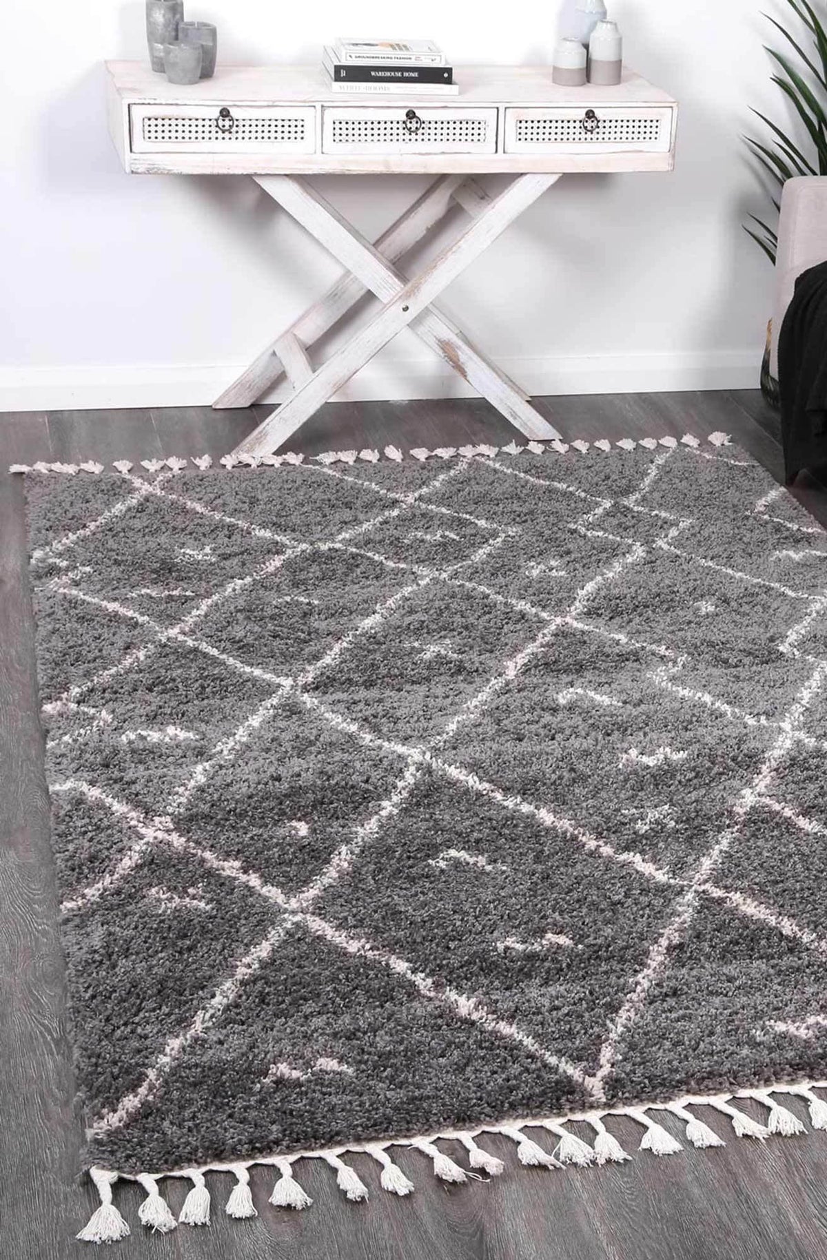 Marrakesh Mizzie Tribal Grey Cream Moroccan Rug - The Rugs