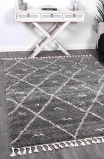 Marrakesh Mizzie Tribal Grey Cream Moroccan Rug - The Rugs