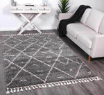 Marrakesh Mizzie Tribal Grey Cream Moroccan Rug - The Rugs