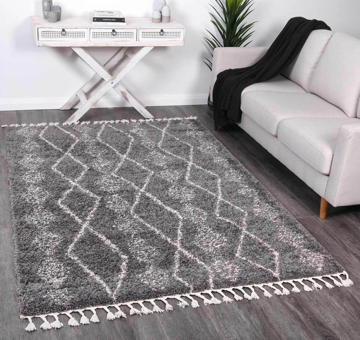 Marrakesh Zara Tribal Grey Cream Moroccan Rug - The Rugs
