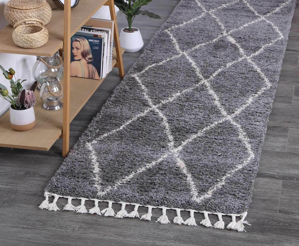 Marrakesh Clara Diamond Tribal Grey Moroccan Rug - The Rugs