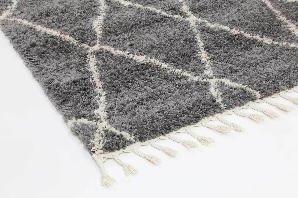 Marrakesh Clara Diamond Tribal Grey Moroccan Rug - The Rugs
