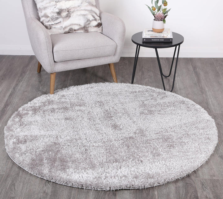 Oasis Soft Shag Round Rug Grey - The Rugs