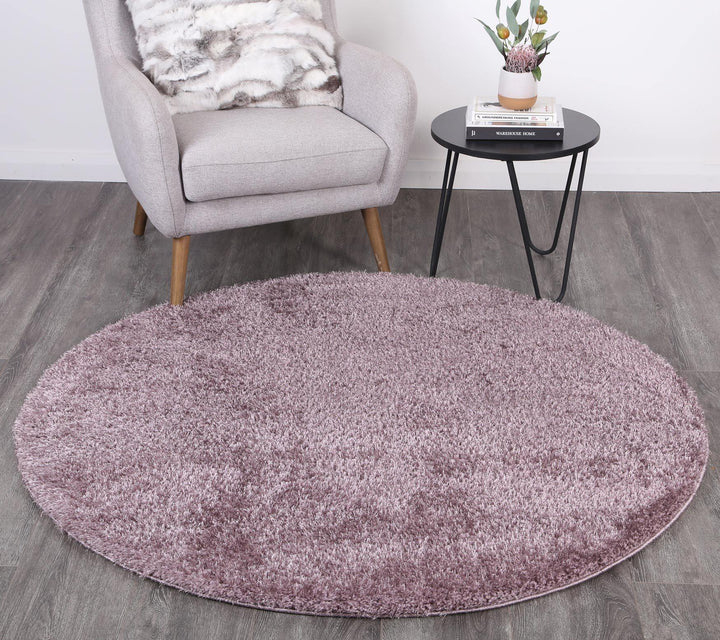 Oasis Soft Shag Round Rug Lilac - The Rugs