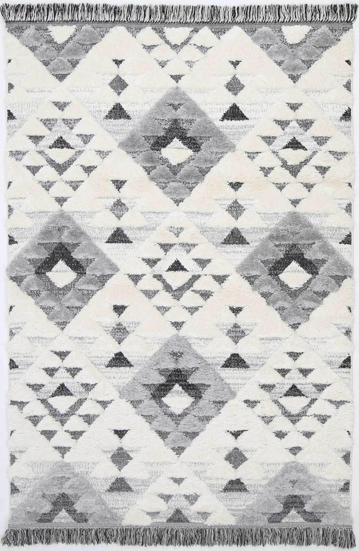 Eternity Mono Tribal Diamond Cream Grey - The Rugs