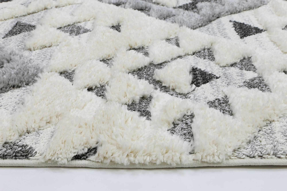 Eternity Mono Tribal Diamond Cream Grey - The Rugs