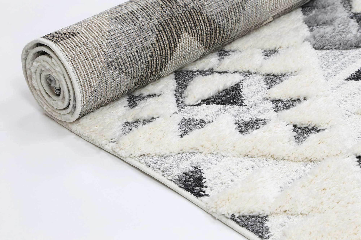 Eternity Mono Tribal Diamond Cream Grey - The Rugs