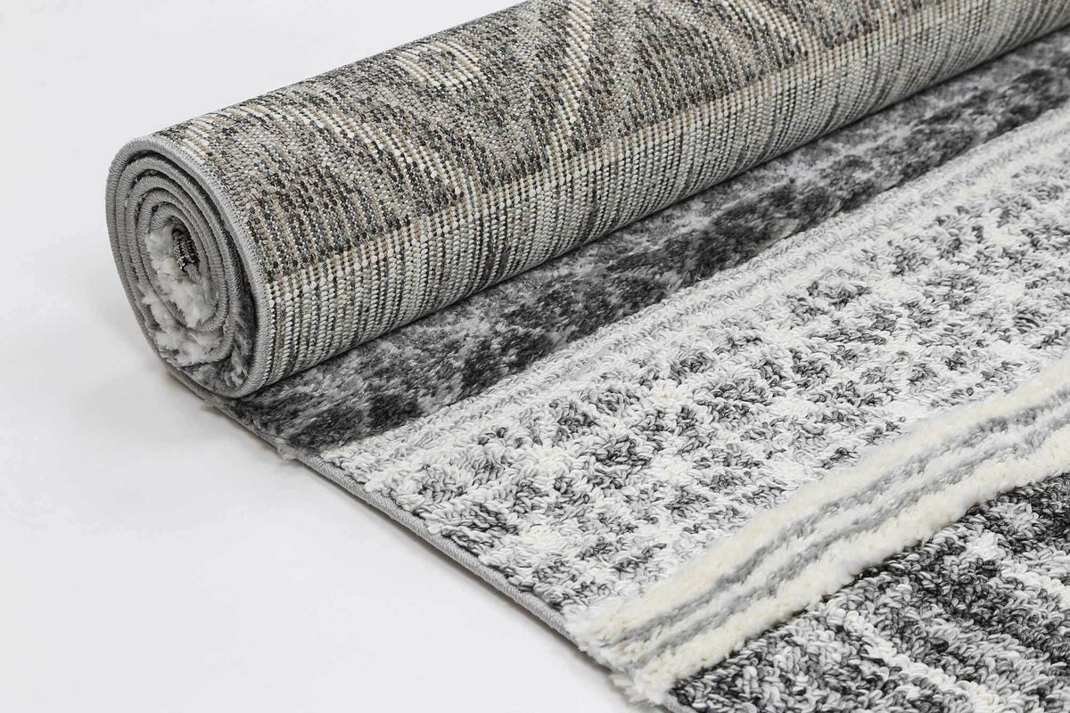 Eternity Mono Tribal Lines Cream Anthracite - The Rugs