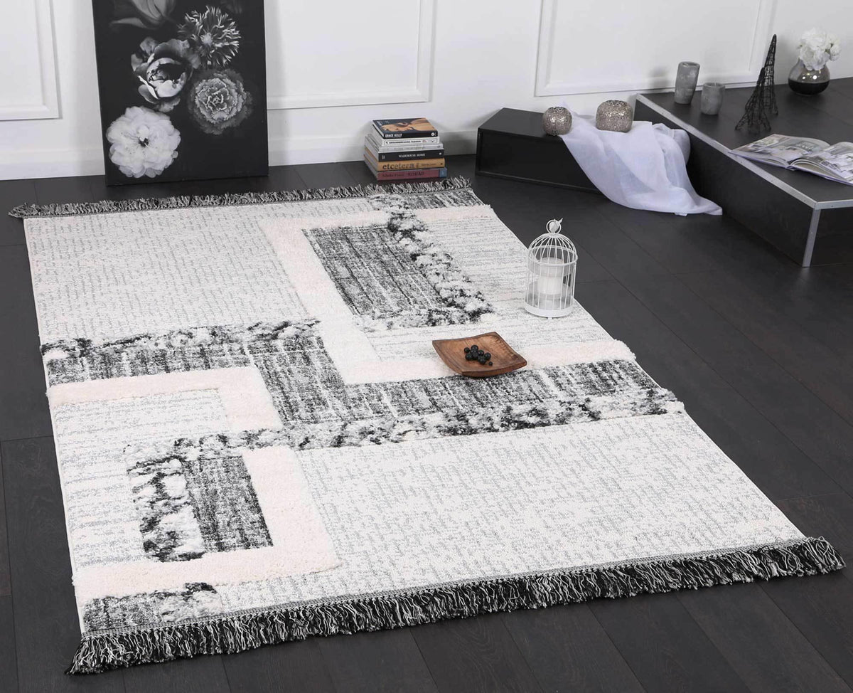 Eternity Mono Tribal Modern Cream Anthracite - The Rugs