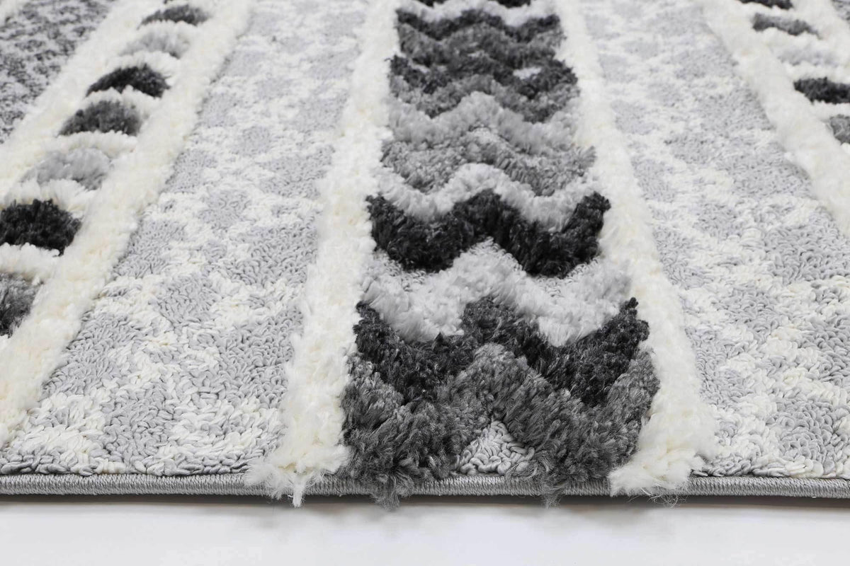 Eternity Mono Tribal Carved Cream Anthracite - The Rugs