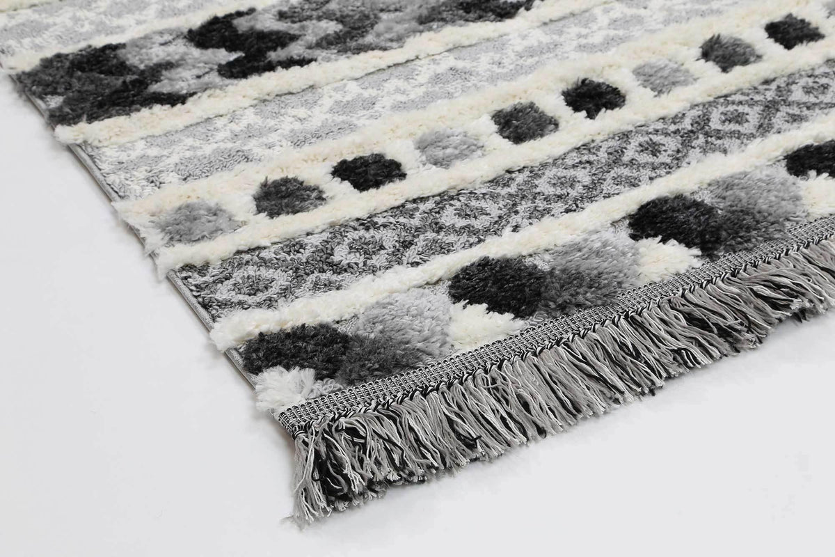 Eternity Mono Tribal Carved Cream Anthracite - The Rugs