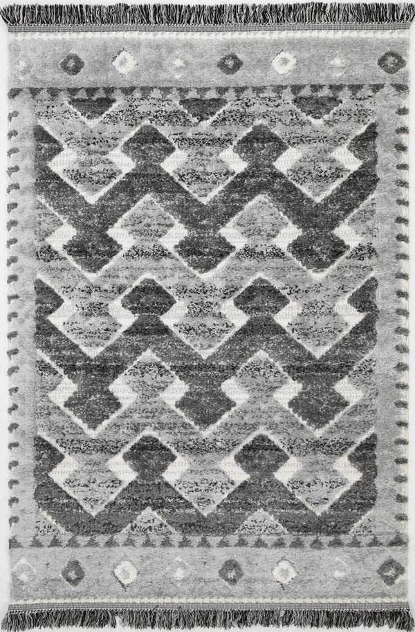Eternity Mono Tribal Carved Lines Cream Anthracite - The Rugs