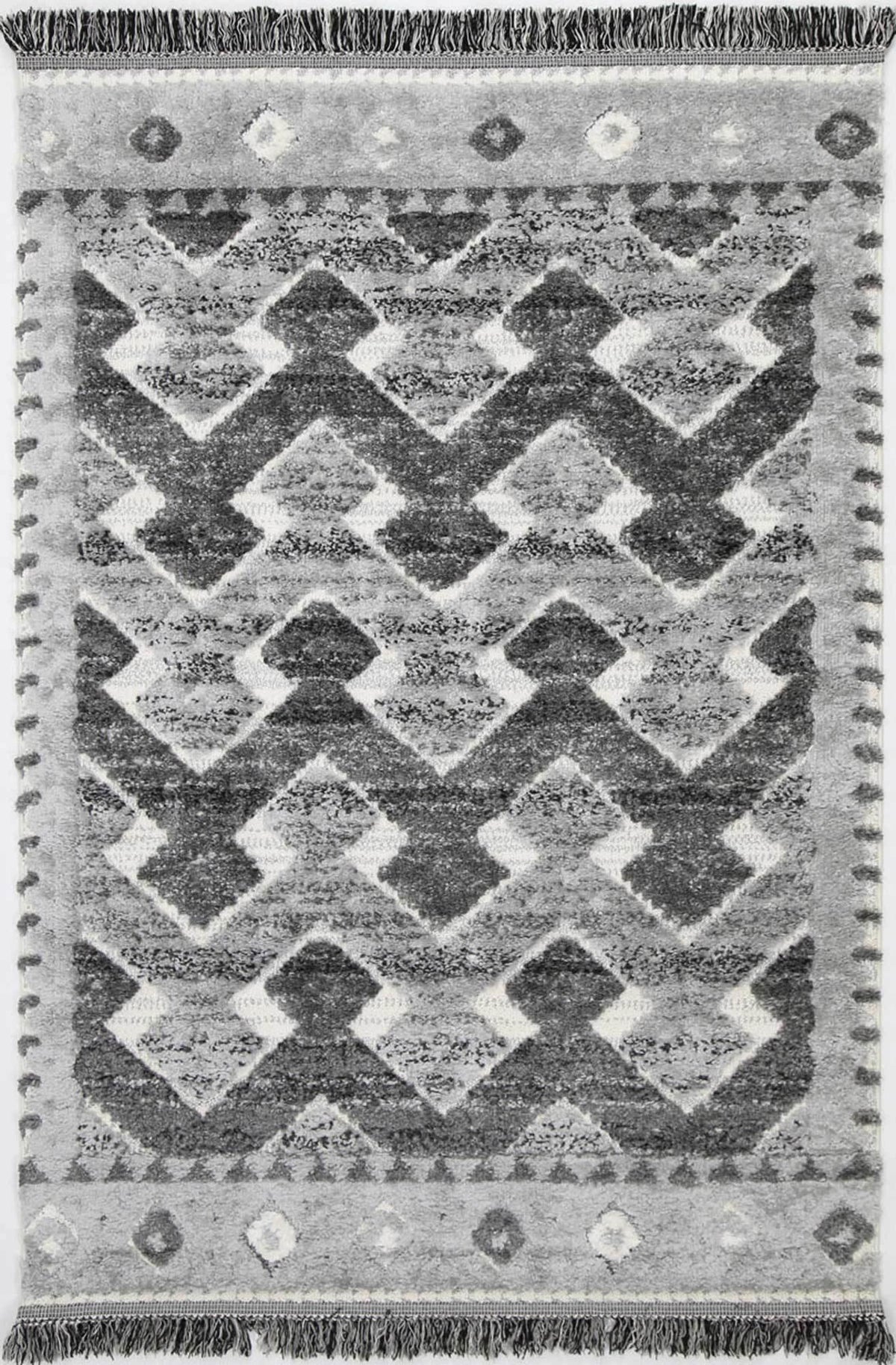 Eternity Mono Tribal Carved Lines Cream Anthracite - The Rugs