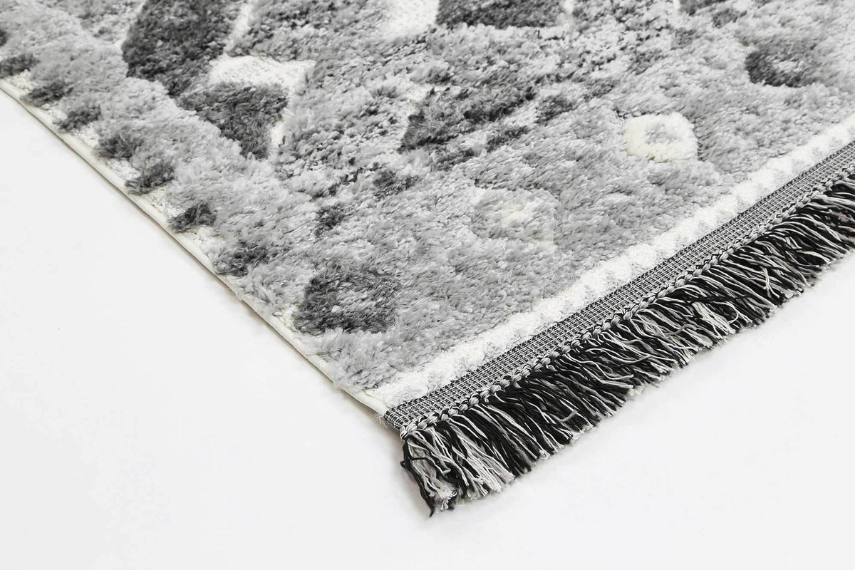 Eternity Mono Tribal Carved Lines Cream Anthracite - The Rugs