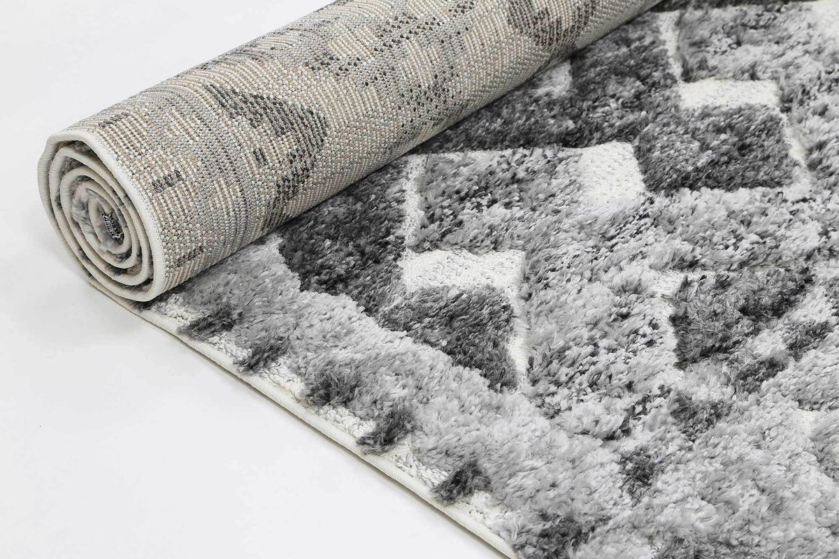 Eternity Mono Tribal Carved Lines Cream Anthracite - The Rugs