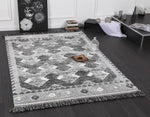 Eternity Mono Tribal Carved Lines Cream Anthracite - The Rugs