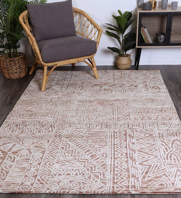 Skylar Rust Flower Rug - The Rugs
