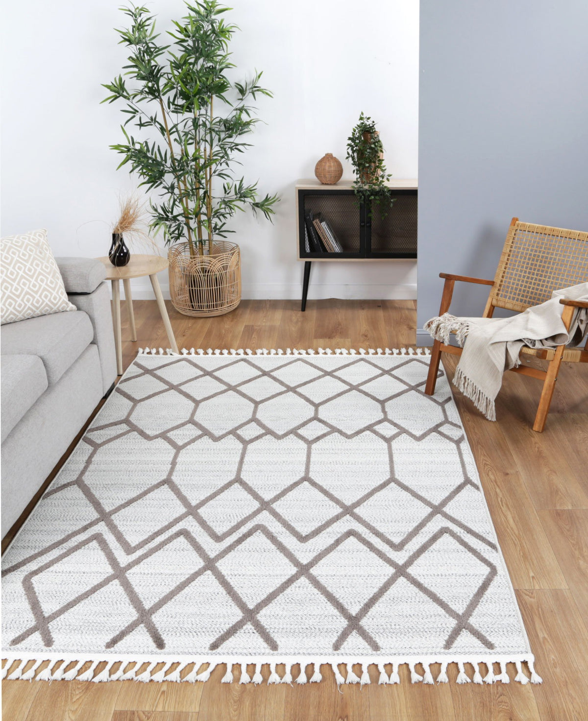 Opulence Cream Beige Diamond Rug