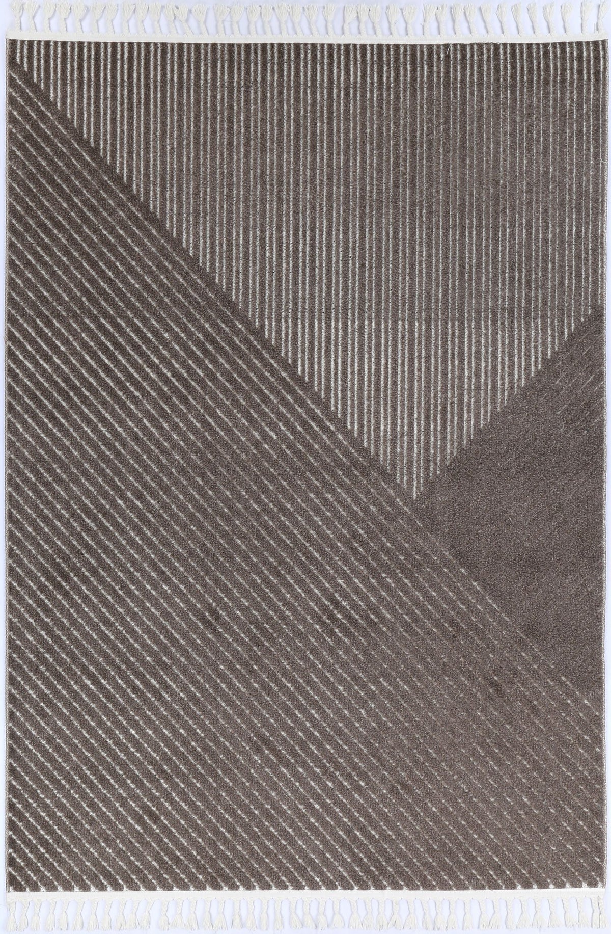 Opulence Cream Brown Geometric Striped Rug