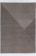 Opulence Cream Brown Geometric Striped Rug